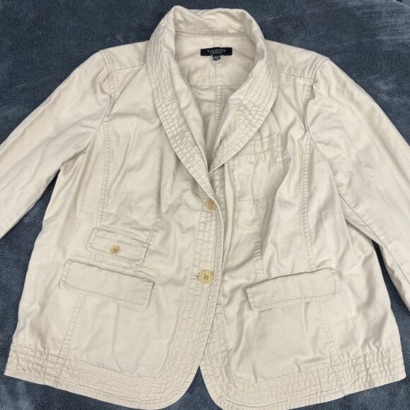 Talbots Tan Button Closure Lightweight Jacket Size 16WP - Picture 1 of 7